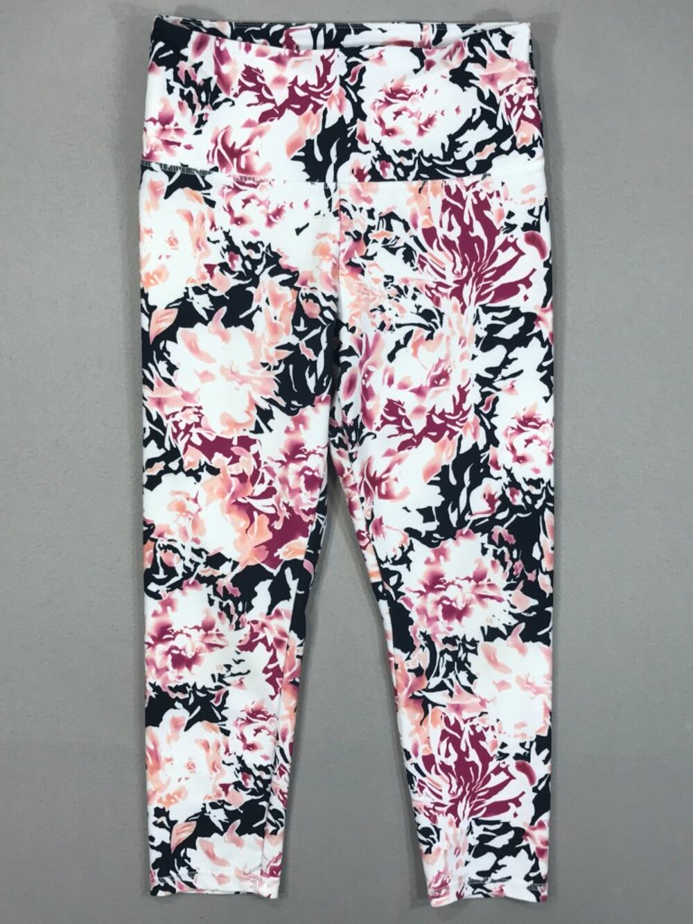 Balance Collection Leggings Women's Medium Pink Floral Pull On Capri Dry-Wik